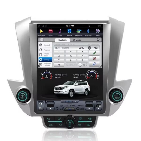 12.1 inch Tesla style vertical car touch screen Android 13 car stereo Android player car radio Carplay multimedia system digital signal receiver GPS navigation host for Chevrolet Tahoe/Suburban/GMC/Yukor 2015-2020 (SPZJ-015)