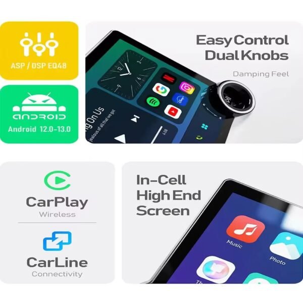 Diamond Dual Knob Android Car Stereo Carpaly Car Radio Android Player Multimedia Touch Screen Navigation Head Unit(ZJ-001) - Image 6